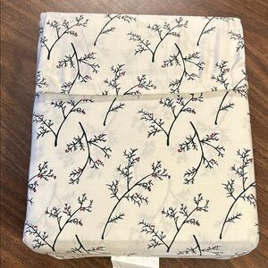 Target Cream Sheet Set with Green and Red Branch Design